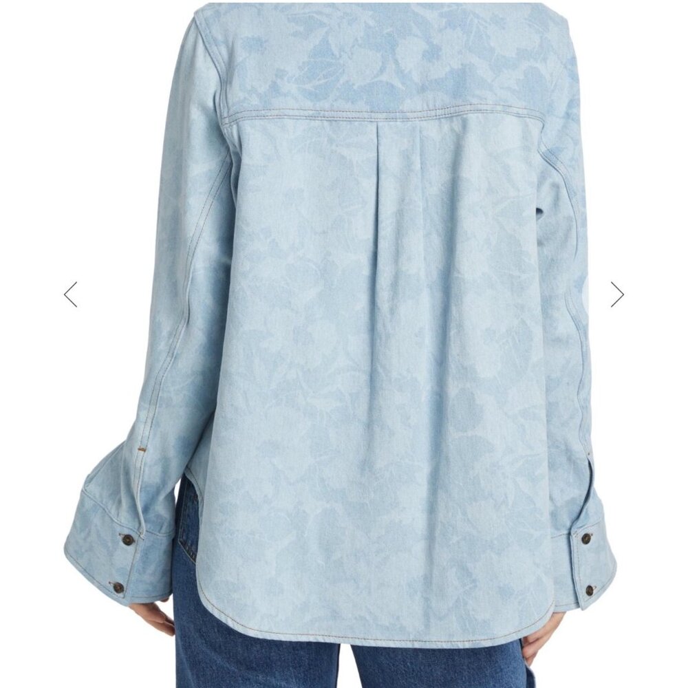 Derek Lam 10 Crosby Wesley Floral Denim Shirt size M - Picture 3 of 9